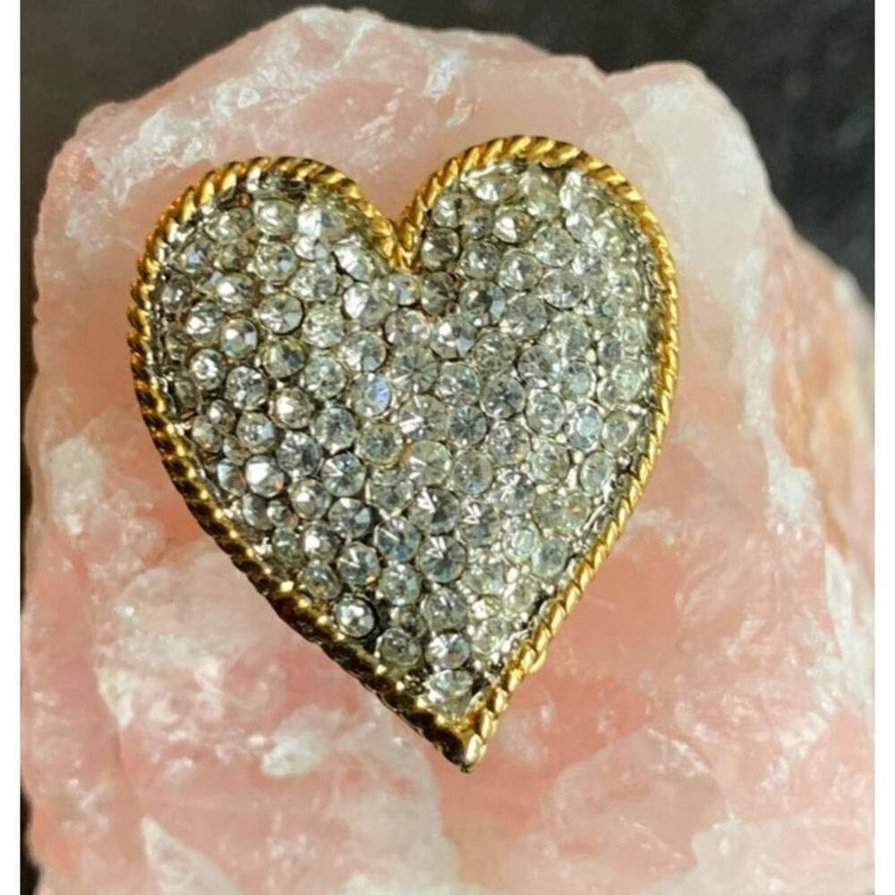 Gorgeous Heart shape CZ Dress clip, Unmarked